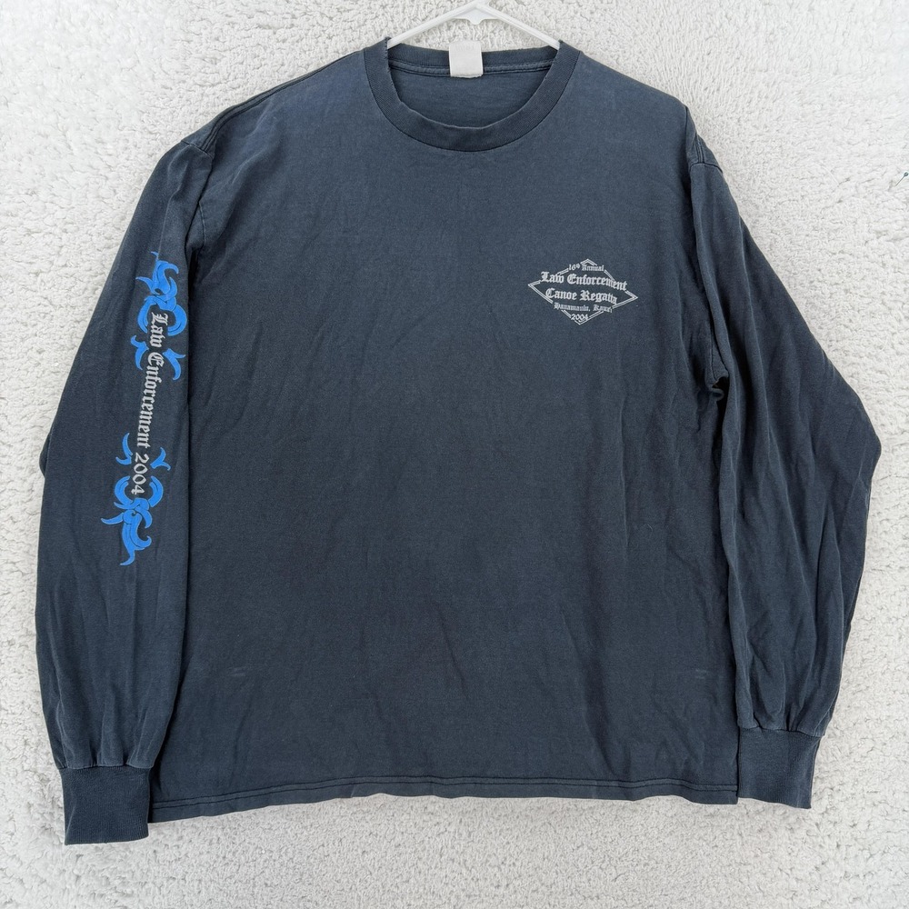 Vintage Fruit of the Loom Police Shirt Mens Large Law Enforcement Hawaii 2004 LS